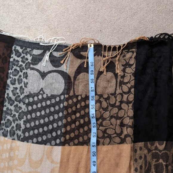 Coach Monogram Patchwork Boho Pashmina Preppy Large Fringe Scarf - Picture 5 of 9